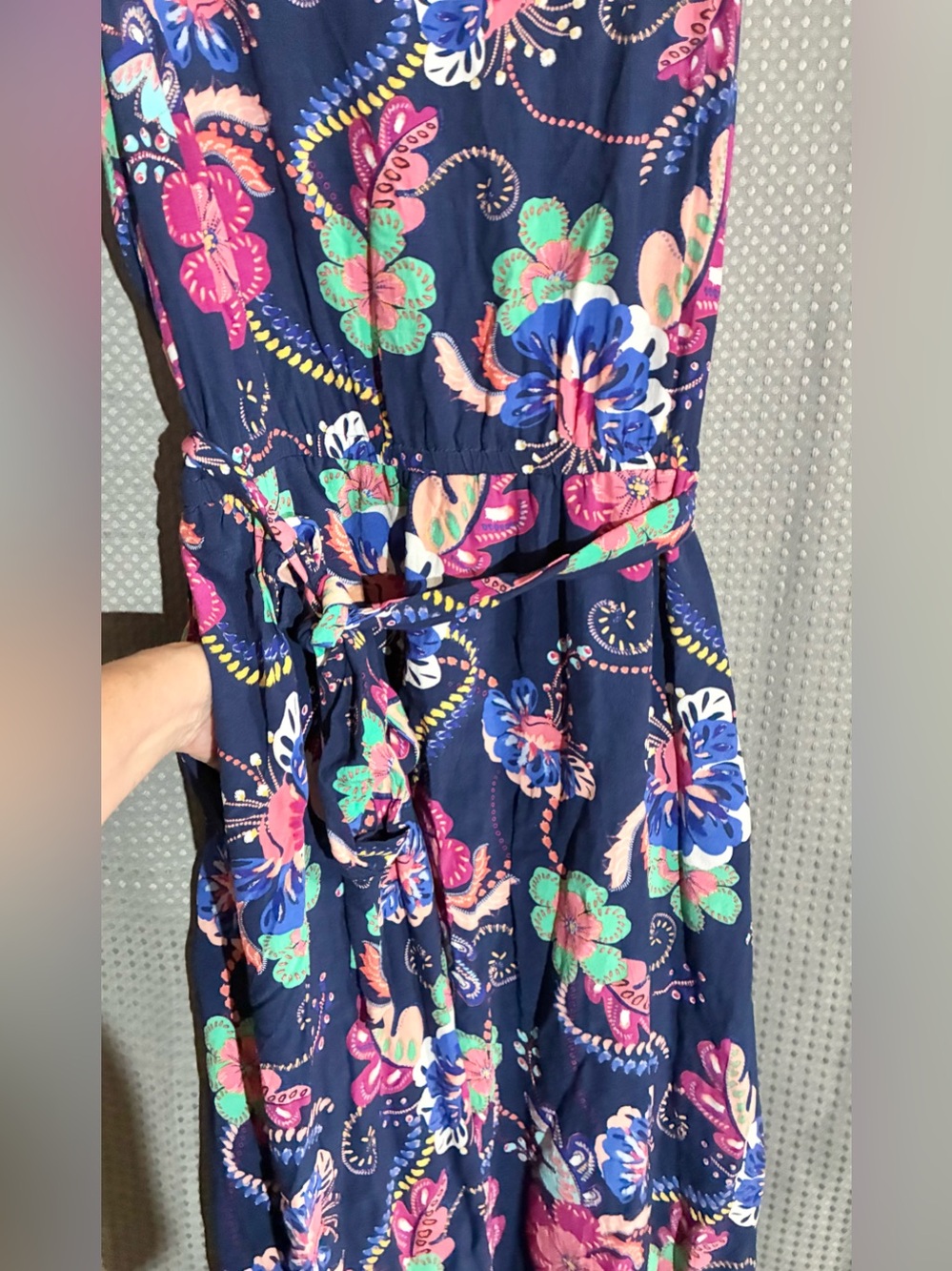 Talbots Tropical Belted Dress Sz 12 Ruffles Lined Vibrant Fun Function Party - Picture 5 of 13